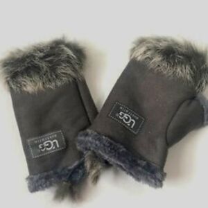 UGG Black Fingerless Gloves with Fur Trim